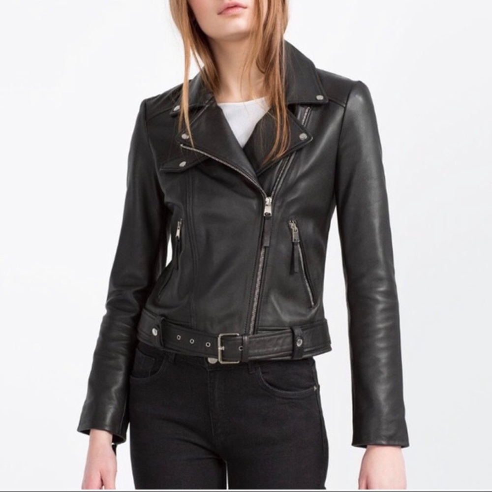Genuine Leather Zara Trf Biker Moto Jacket